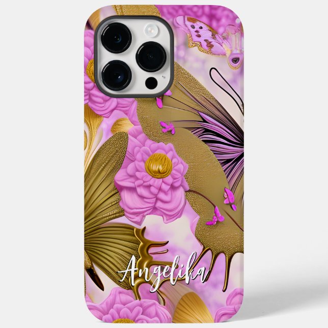 Funda De Case-Mate Para iPhone Personalizada de moda con mariposas (Reverso )