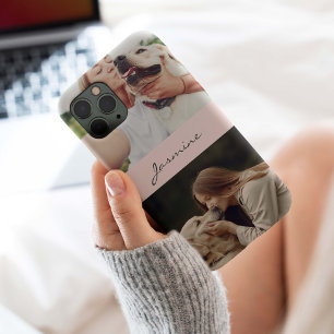 Funda Para iPhone 15 Pro Personalizado 2 Foto Amante Perro Mascota Escritur