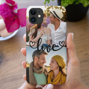 Funda Para iPhone 11 Personalizado 2 Foto Amor con caligrafía cardíac