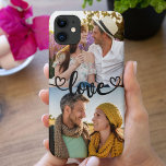 Funda Para iPhone 11 Personalizado 2 Foto Amor con caligrafía cardíaca<br><div class="desc">Agrega tus propias fotos y crea tu propio estuche de teléfono iphone 11 único. La plantilla de fotos está preparada para que añadas 2 de tus fotos favoritas. El texto con letras a mano en la parte superior simplemente dice "amor" en bella caligrafía con corazones de amor en cada extremo....</div>
