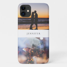 Funda Para iPhone 11 Personalizado 2 Foto y su nombre blanco
