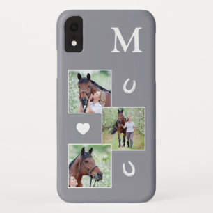 Funda Para iPhone XR Personalizado 3 Caballo gris fotográfico