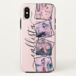 Funda Para iPhone X Personalizado 4 Foto Escrita A Mano Monograma Pare<br><div class="desc">Este funda romántico, fresco y moderno es perfecto para cualquiera que desee llevar a su ser querido con ellos. Cuenta con cuatro fotos de personalizables. Encima de las fotos se encuentran los marcos retorcidos con delineado negro para un toque único y contemporáneo. También muestra un lugar para un nombre de...</div>