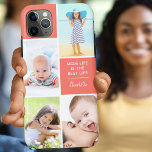 Funda Para iPhone 11 Pro Max Personalizado 4 Foto Mamá la vida es el mejor cora<br><div class="desc">Agrega tu nombre y 4 fotos a este estuche para iPhone personalizado. La plantilla de fotos está configurada para que añadas tus imágenes trabajando en el sentido de las agujas del reloj desde arriba a la derecha. La cita de mamá dice "Mamá la vida es la mejor vida" seguida de...</div>