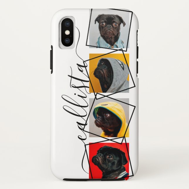 Funda De Case-Mate Para iPhone Personalizado 4 Mascota de nombres de monograma ma (Reverso)