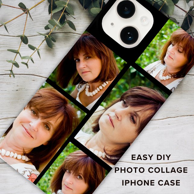 Funda De Case-Mate Para iPhone Personalizado 5 plantilla de Collage de fotos negr (EASY DIY PHOTO COLLAGE
IPHONE 14 CASE)