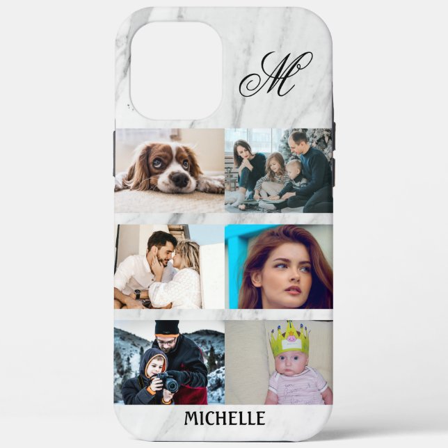 Funda De Case-Mate Para iPhone Personalizado 6 Collage de fotos Monograma Nombre  (Reverso )