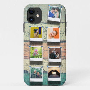 Funda Para iPhone 11 Personalizado 7 Collage de fotos Vintage Wood Plan