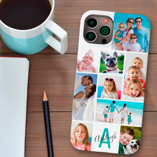 Funda Para iPhone 14 De Case-Mate Personalizado 9 Collage de fotos Monograma Nombre