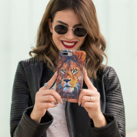 Personalizado acuarela gráfica majestuosa león
