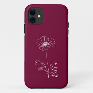 Funda Para iPhone 11 Personalizado Agosto Poppy Nacimiento Regalo de Fl