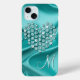 Funda De Case-Mate Para iPhone Personalizado Aqua Turquoise Diamonds Love Heart P (Back)