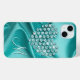 Funda De Case-Mate Para iPhone Personalizado Aqua Turquoise Diamonds Love Heart P (Back (Horizontal))