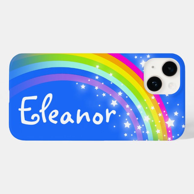 Funda De Case-Mate Para iPhone Personalizado arcoiris agrega tu nombre cielo azul (Reverso  (Horizontal))
