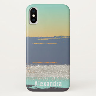 Funda Para iPhone X Personalizado azul acuarela