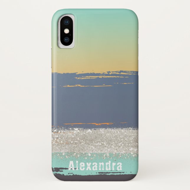 Funda De Case-Mate Para iPhone Personalizado azul acuarela (Reverso)
