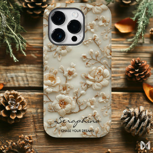 Funda Para iPhone 14 Pro De Case-Mate Personalizado beige bordeado de flores con Inspira