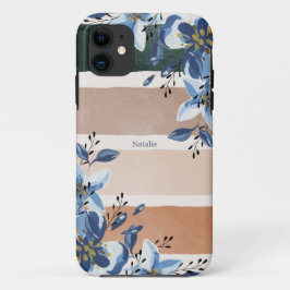 Funda Para iPhone 11 Personalizado bonito botánico Flores acuáticas azu