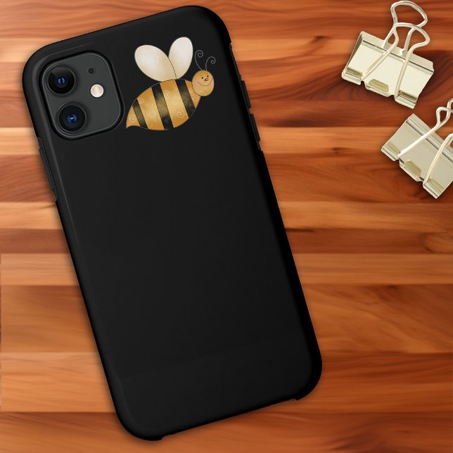 Funda De Case-Mate Para iPhone Personalizado caprichoso y sonriente (Cute Little Smiling Bee Whimsical Cartoon Case-Mate iPhone Case)
