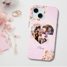 personalizado cardíaco de rompecabezas floral rosa