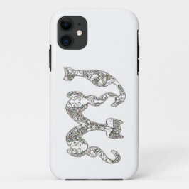 Funda Para iPhone 11 Personalizado Cat Monograma Font Perla metálica Ab
