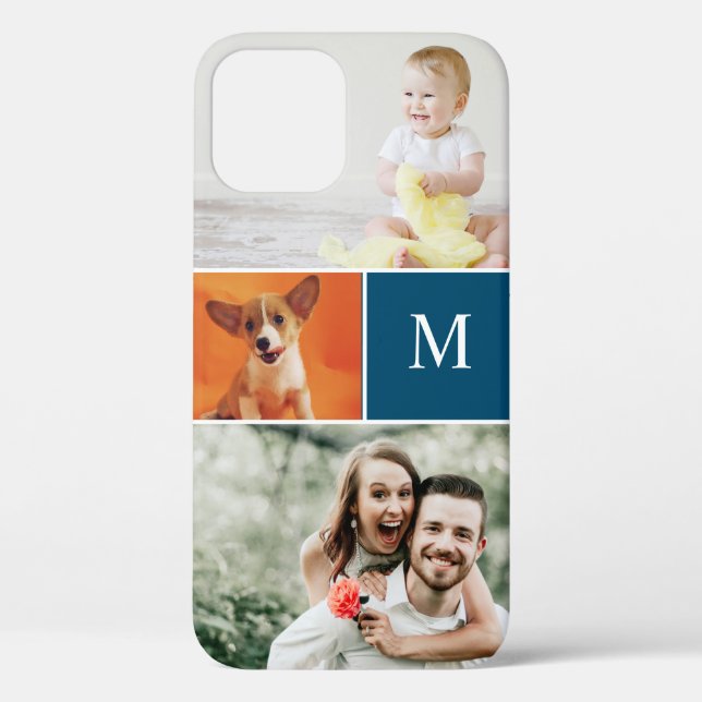 Funda De Case-Mate Para iPhone Personalizado Collage de fotos moderno Monograma a (Reverso )