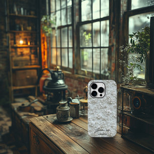 Funda Para iPhone 14 Pro De Case-Mate Personalizado con bordado floral blanco y cita