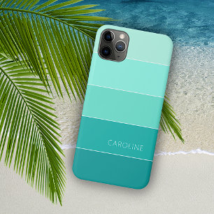 Funda Para iPhone 11 Pro Max Personalizado con rayas verdes turquesa de Aqua
