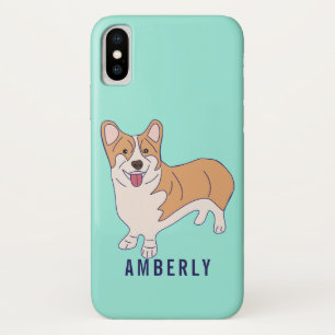 Funda Para iPhone X Personalizado Corgi Dog Mint Green