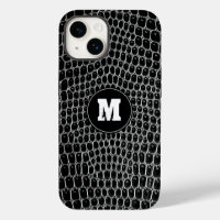 Personalizado Croc negro Monograma Faux Crocodile