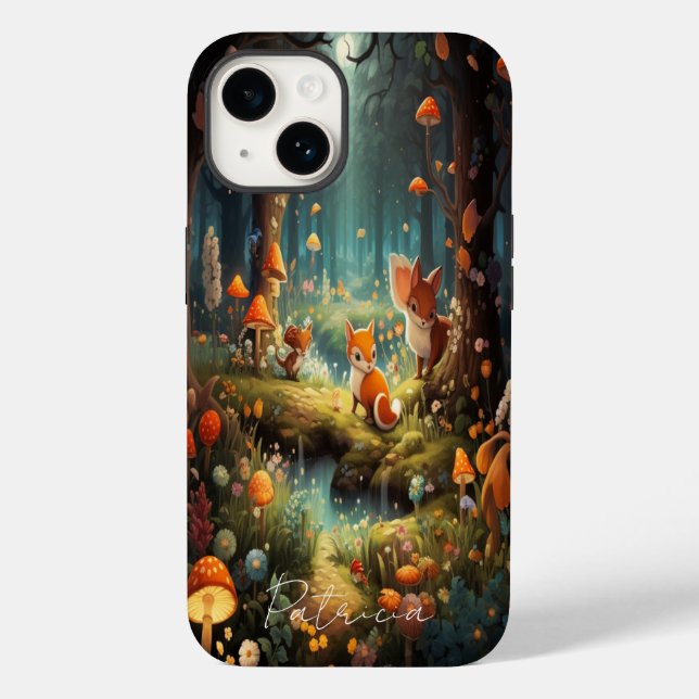 Funda De Case-Mate Para iPhone Personalizado Cuadros Forestales Tail Fox Mushroom (Reverso )