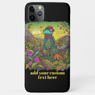 Funda Para iPhone 11 Pro Max Personalizado Cute Traveller Frog Wildflower Cotta