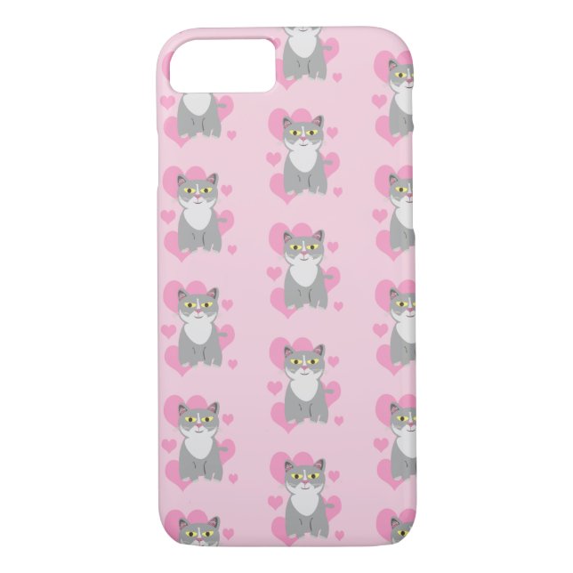Funda De Case-Mate Para iPhone Personalizado de amor Gato Gris Divertido Cute (Reverso)