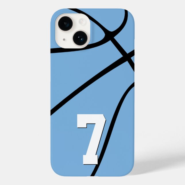 Funda De Case-Mate Para iPhone Personalizado de baloncesto azul claro número depo (Reverso )