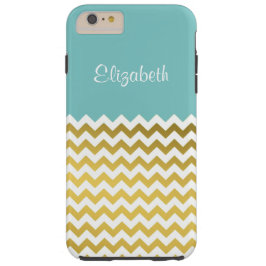 Funda Para iPhone 14 De Case-Mate Personalizado de Chevron, blanco y azul turquesa c