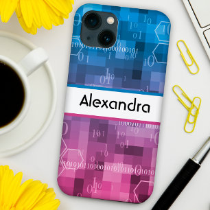 Funda Para iPhone 13 Personalizado de código binario rosa y azul modern