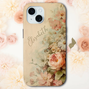 Funda Para iPhone 15 Personalizado de estilo de Cottagecore floral de d