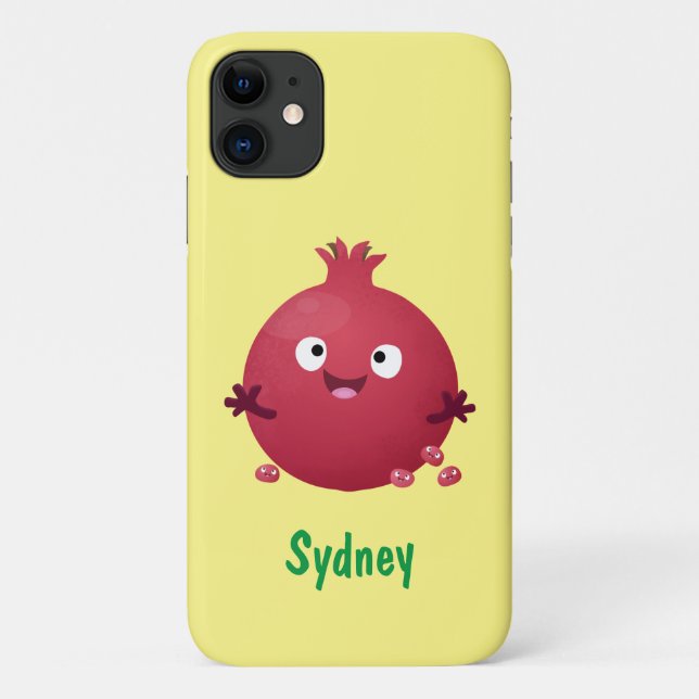 Funda De Case-Mate Para iPhone Personalizado de frutas pomegranadas alegres (Reverso)