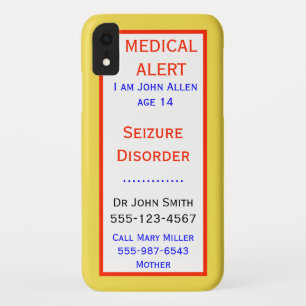 Funda Para iPhone XR Personalizado de información de alerta de emergen