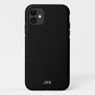 Funda Para iPhone 11 Personalizado de iniciales blancas sólidas negras