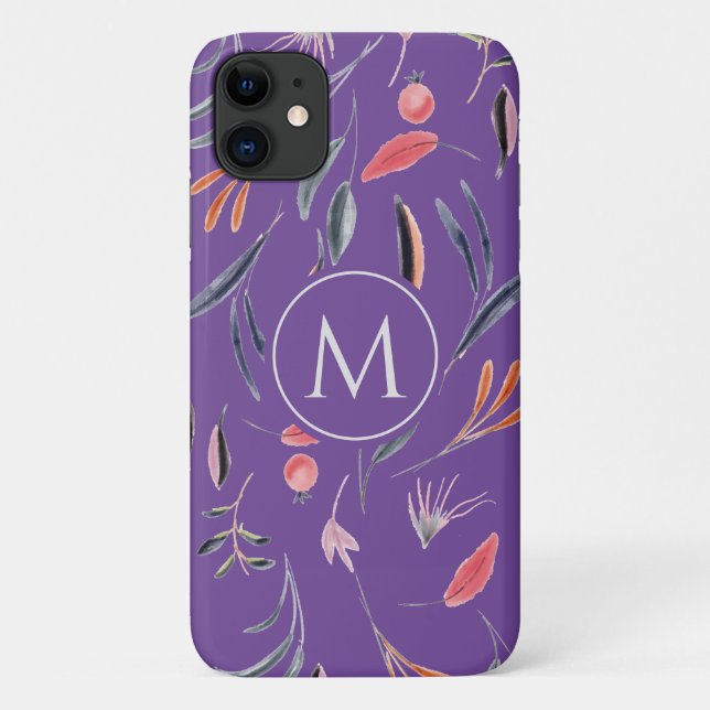 Funda De Case-Mate Para iPhone Personalizado de lavanda Floral MONOGRAM personali (Reverso)