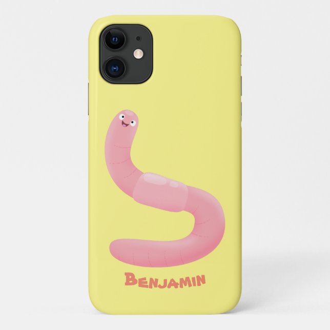 Funda De Case-Mate Para iPhone Personalizado de lombrices de tierra rosa y alegre (Reverso)