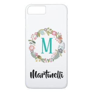 Funda Para iPhone 8 Plus/7 Plus Personalizado de moda Monograma Floral Wreath