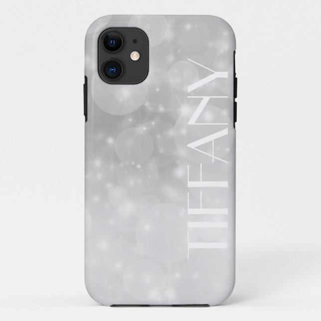 Funda De Case-Mate Para iPhone Personalizado de Navidades brillantes de plata (Reverso)
