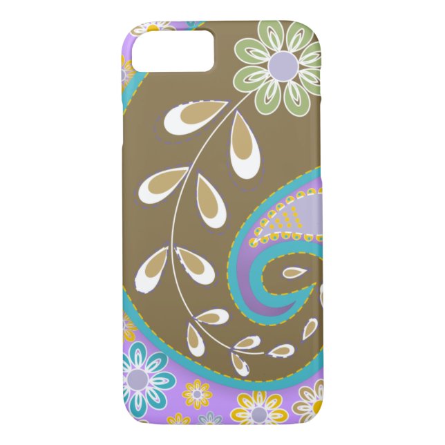 Funda De Case-Mate Para iPhone Personalizado de paisley marrón retro (Reverso)