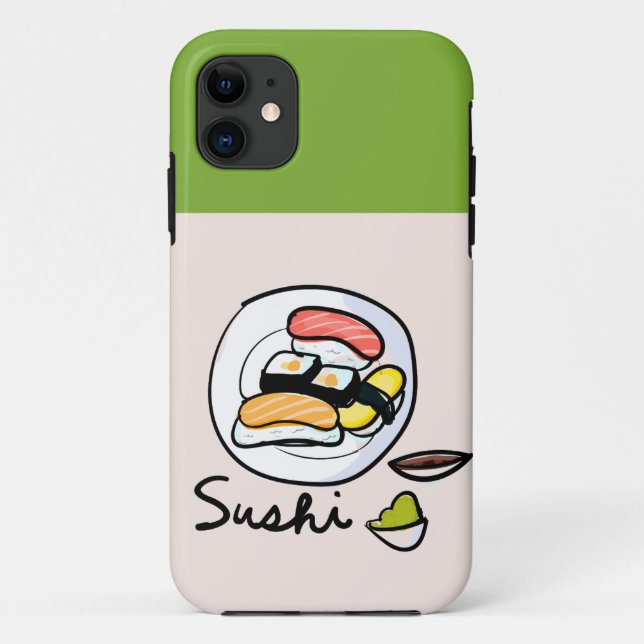 Funda De Case-Mate Para iPhone Personalizado de sushi adorable arte japonés (Reverso)