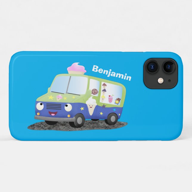 Funda De Case-Mate Para iPhone Personalizado de un camión de helados alegre (Reverso (horizontal))