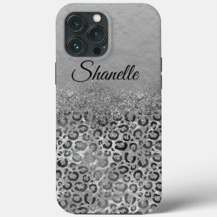 Funda Para iPhone 13 Pro Max Personalizado de un leopardo plateado extremadamen