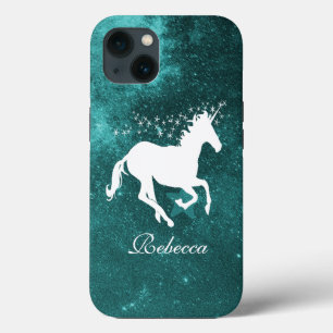 Funda Para iPhone 13 Personalizado de Unicornio verde azulado