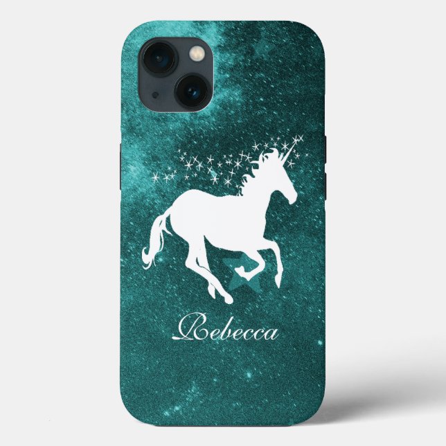 Funda De Case-Mate Para iPhone Personalizado de Unicornio verde azulado (Reverso )